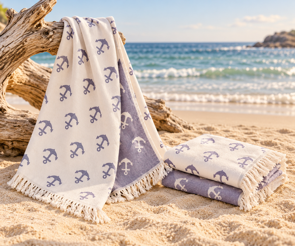 Double Sided Anchor Turkish Towel Set